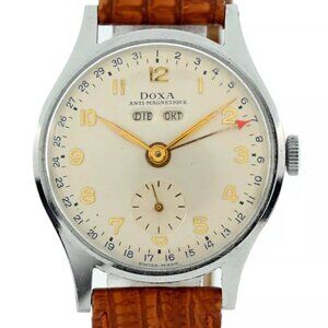 Vintage 1952 Doxa 35mm Men's Mechanical 17J Triple Calendar Watch- Valjoux 1164!